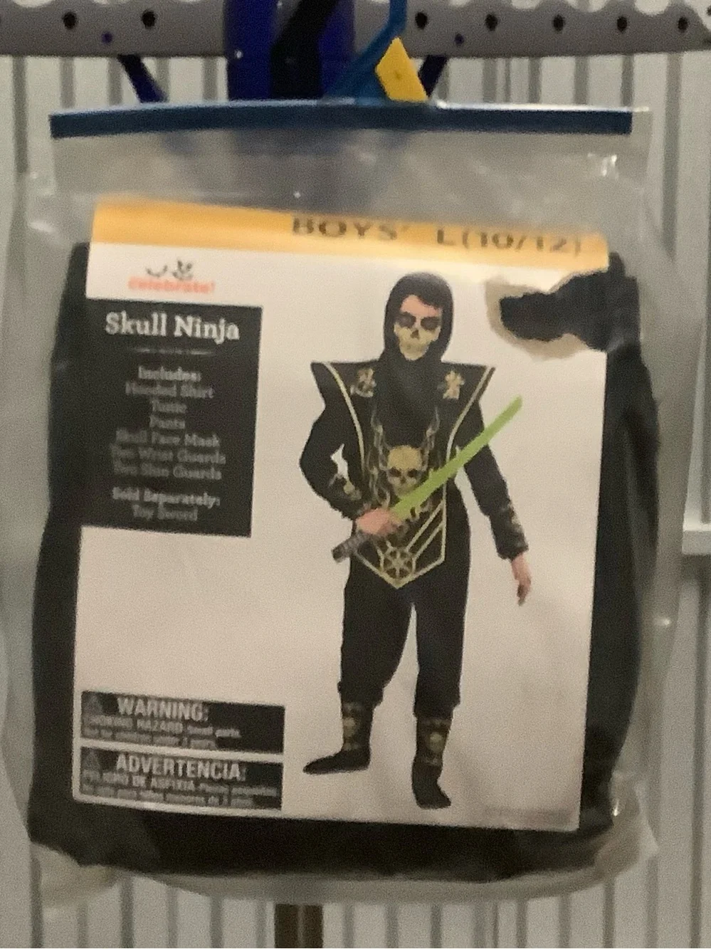 Skull Ninja Boys Costume - Black & gold size large (10/12)